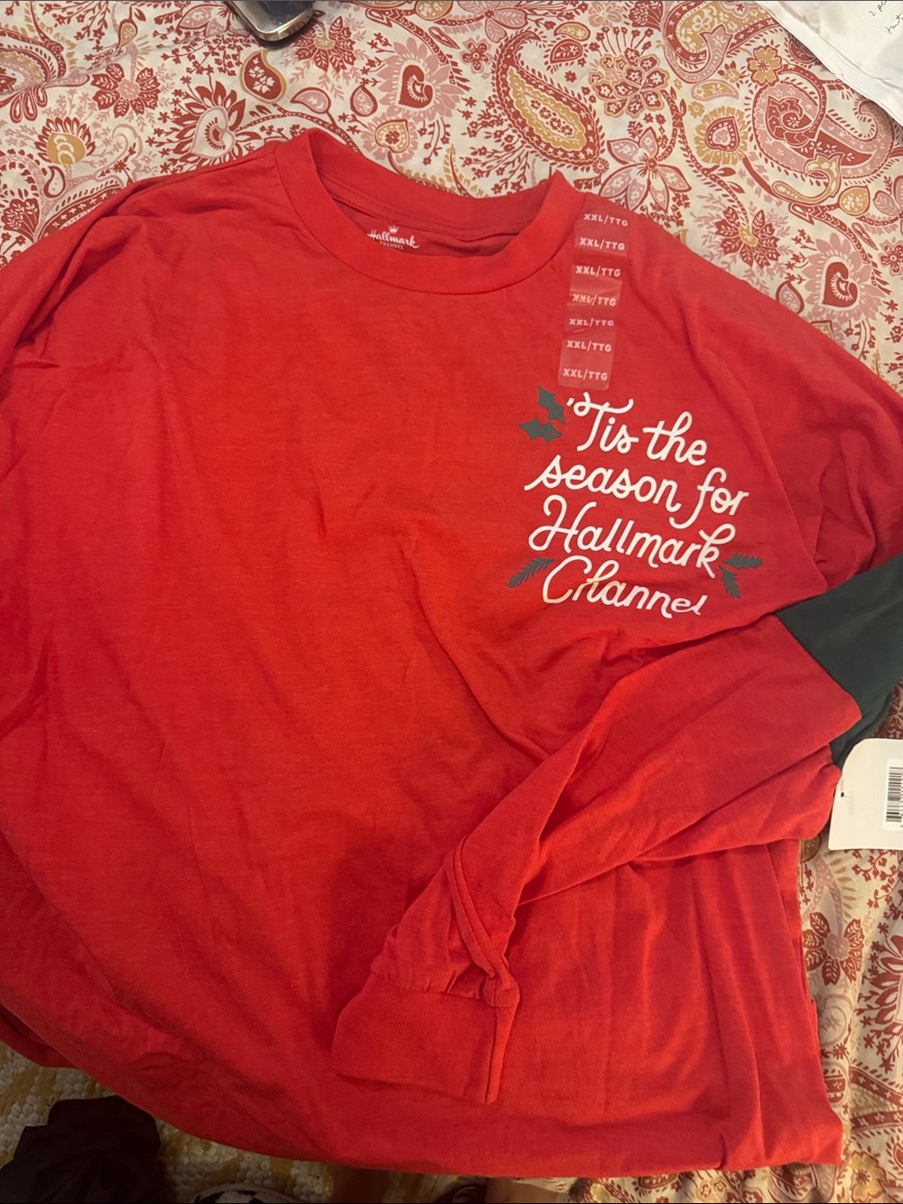 Hallmark Green and Red Long Sleeve Fan Jersey